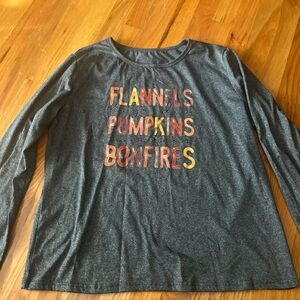 Gray Long Sleeve Shirt with Autumn Text